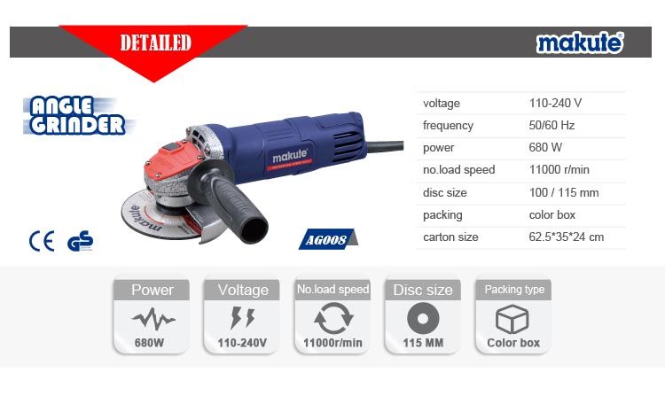800W 115mm Electric Angle Grinder Tools (AG008-B)